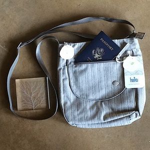 NWT Haiku Jaunt striped Crossbody Bag, RFID pocket